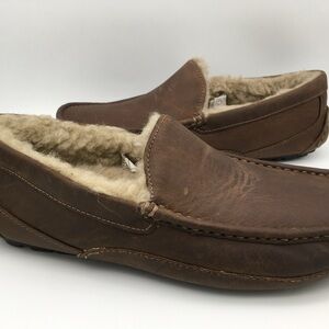 UGG Australia ASCOT LEATHER Sheepskin Slipper 1103889 TAN Men's Size 9 US